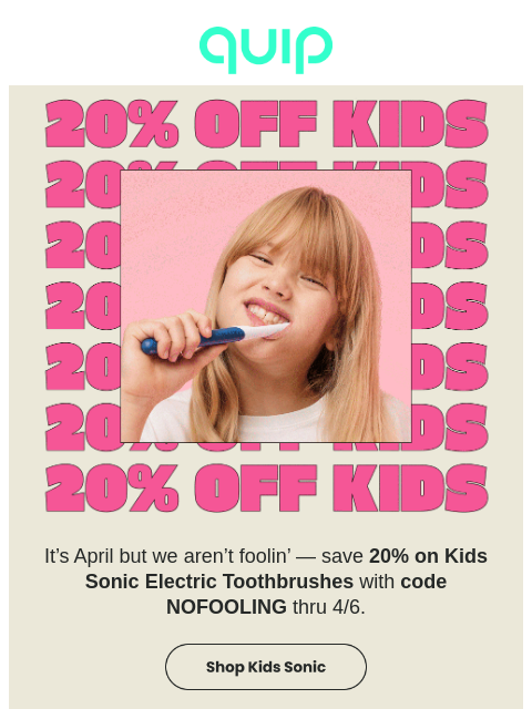 getquip newsletter: 🪥 Grab Kids Brushes — 20% off!