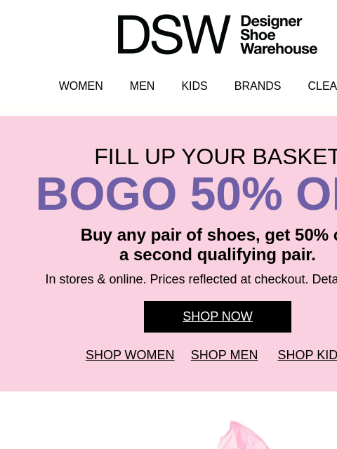 dsw newsletter: Hot styles + BOGO 50% off