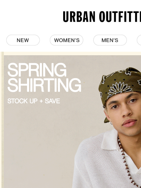 urbanoutfitters newsletter: Stock Up + Save: New Spring Shirts