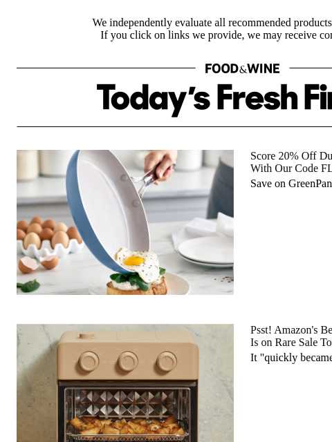 foodandwine newsletter: Psst! Our Place's Iconic Non-Toxic Air Fryer Is on...