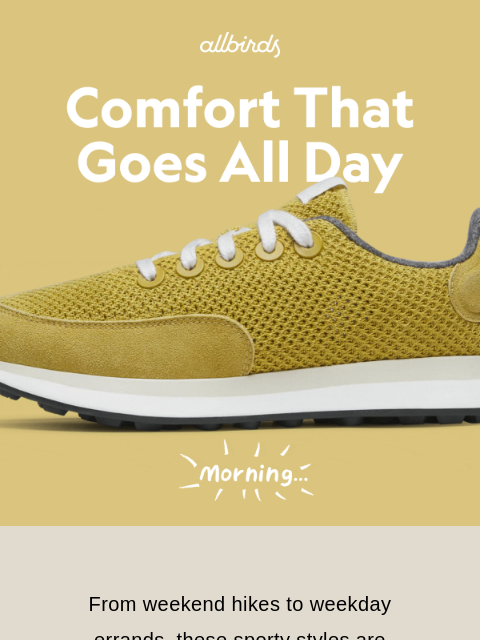 allbirds newsletter: Sporty Sneakers For Busy Days