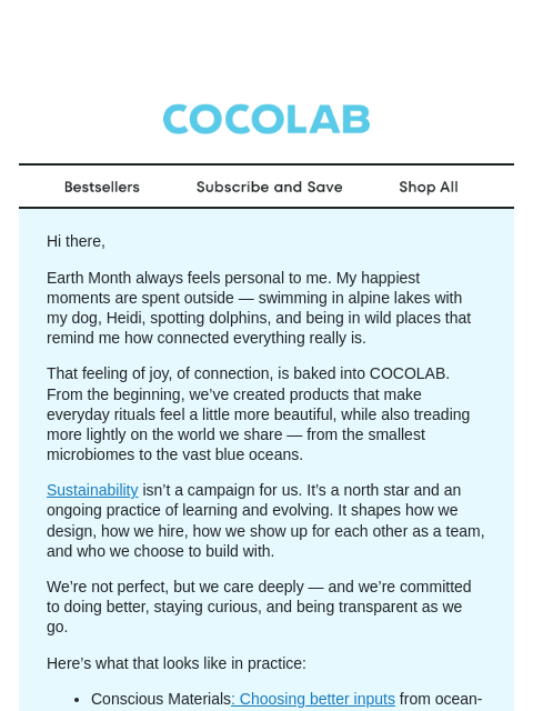 cocolab newsletter: Our promise to the planet