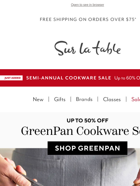 surlatable newsletter: Up to 50% Off GreenPan Cookware Sets