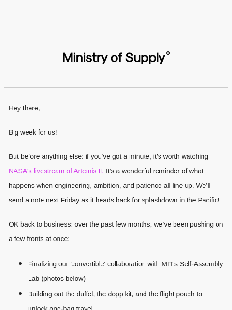 ministryofsupply newsletter: PRIVATE SALE (and Business Update)