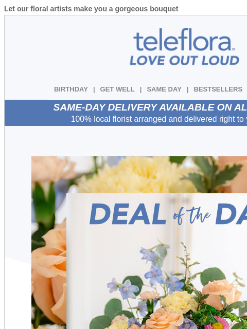 teleflora newsletter: Easter is TOMORROW! 🐥💐 Enjoy 20% Off