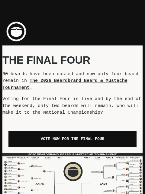 beardbrand newsletter: Beardbrand Beard & Mustache Tournament: Final Four