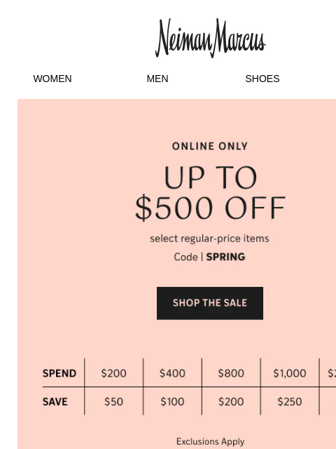 neimanmarcus newsletter: LAST CHANCE for up to $500 off!