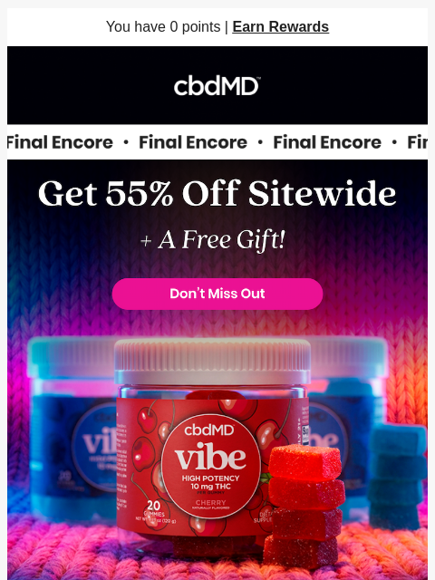 cbdmd newsletter: Last Chance for 55% Off Festival Favorites