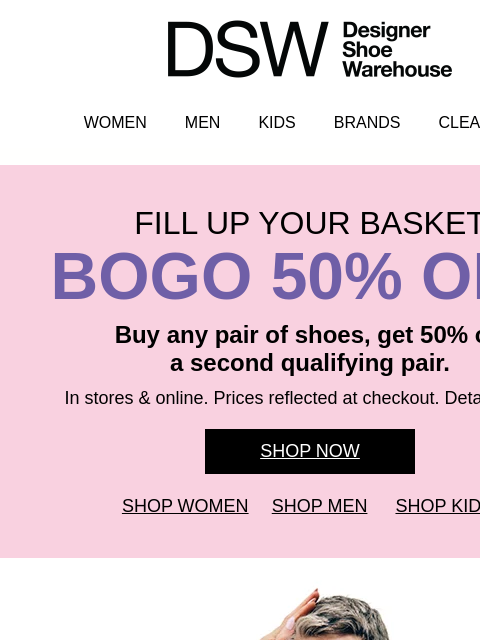 dsw newsletter: BOGO 50% off, as a little treat 🍫🍭🍪