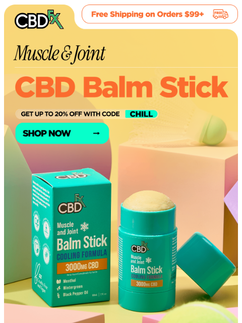 cbdfx newsletter: Spotlight Product: Muscle & Joint CBD Balm Stick💪