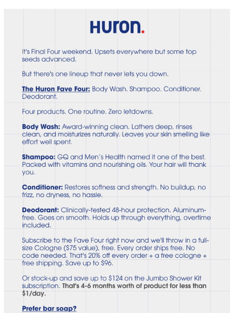 usehuron newsletter: Final Four? More like Fave Four.