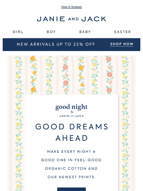 janieandjack newsletter: Good nights start with new PJs