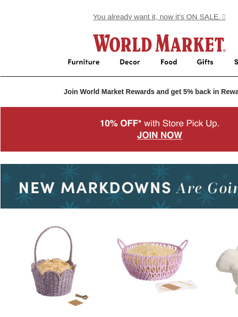 emailworldmarket newsletter: NEW SALE PRICE on items you ❤️!