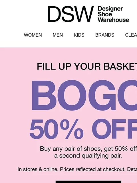dsw newsletter: An Easter treat: BOGO 50% off 🐣🐰🥕