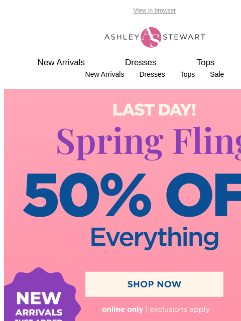 ashleystewart newsletter: New 50% OFF tops to add to your carryon 👜 ✈🌴