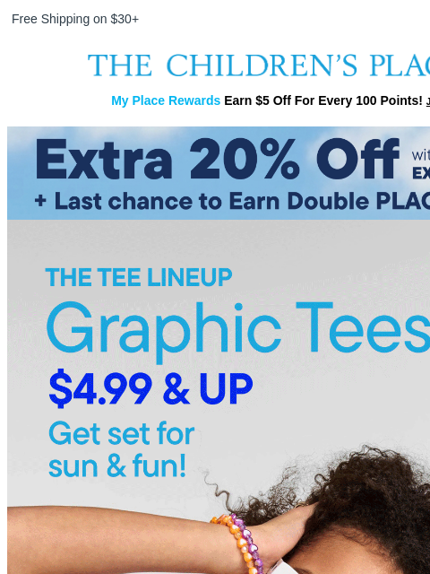 childrensplace newsletter: Get Set for Tee Weather! $4.99 & up 🌤️