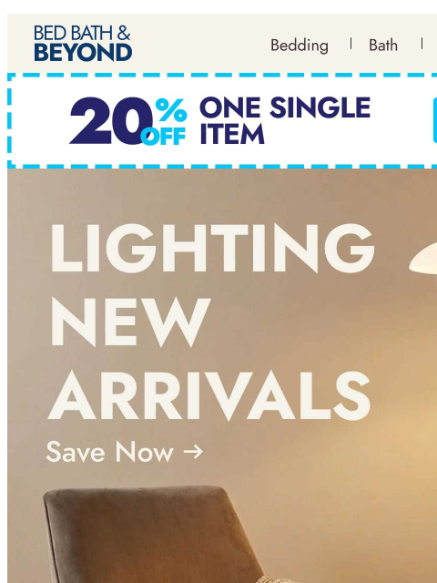bedbathandbeyond newsletter: New pendants, sconces, table lamps & more—just in