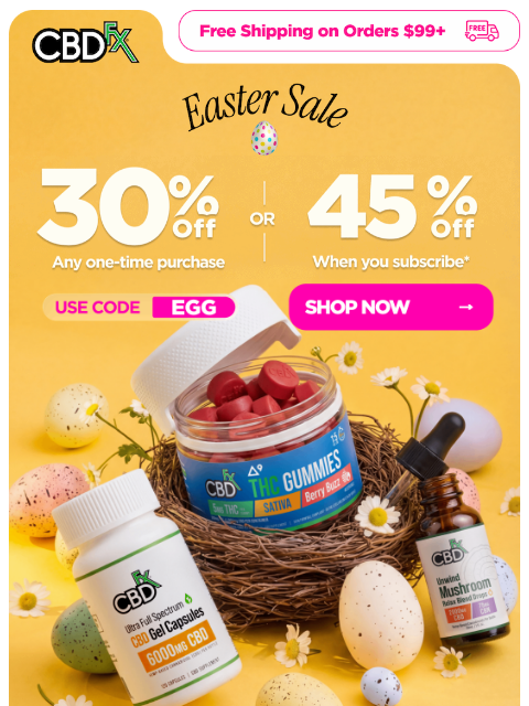 cbdfx newsletter: Easter Sale: Up to 45% OFF sitewide 🐇