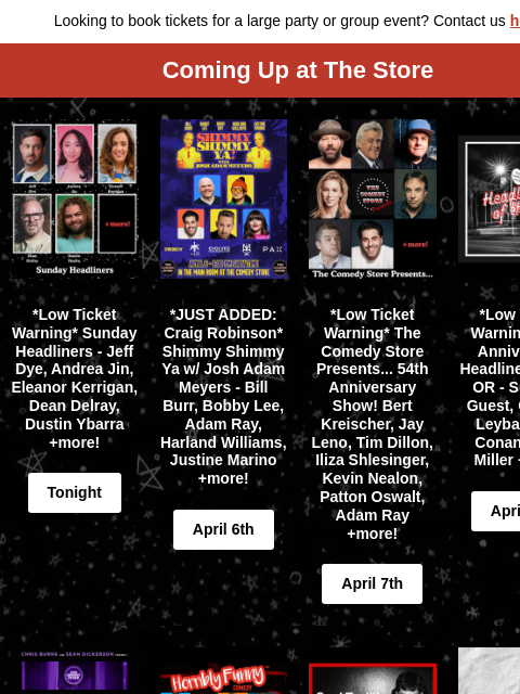 hive newsletter: Coming Up at The Store! Bill Burr, Bobby Lee, Bert...