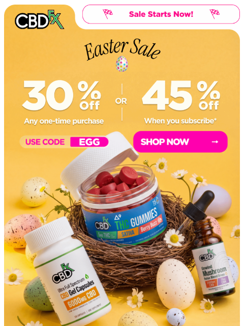 cbdfx newsletter: Happy Easter! Get 30% OFF sitewide 🐇