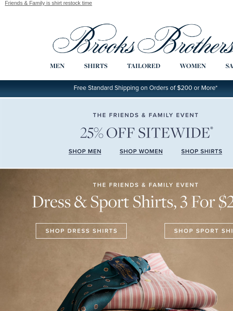 brooksbrothers newsletter: Shirts 3 for $229: non-iron, Performance, Supima®,...