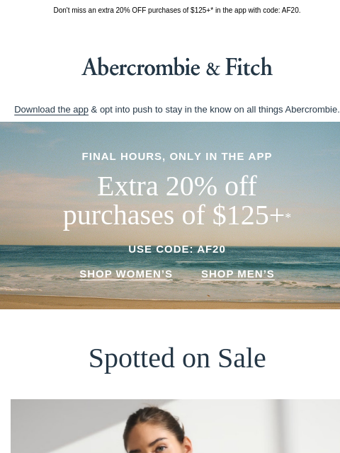 abercrombie newsletter: Last call for this sale.