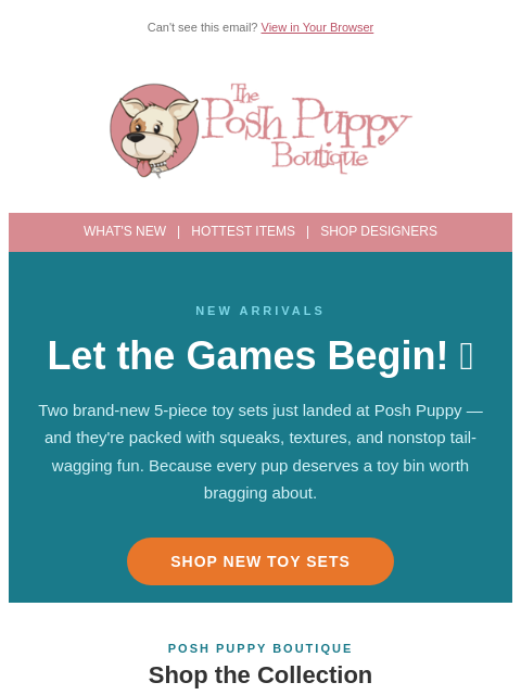 poshpuppyboutique newsletter: 🐾 New Toy Sets Just Dropped — Let the Games Begin...