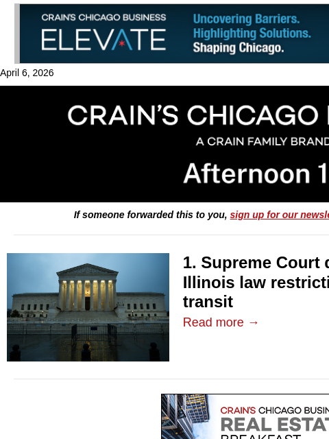 crainalerts newsletter: SCOTUS passes on Illinois gun law challenge
