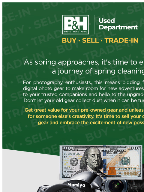 B&H Used Spring Items Trade in Connect With Us: Facebook Twitter Instagram YouTube TikTok Get the App: Available on the App Store Get it on Google Play Prices, specifications and images are subject