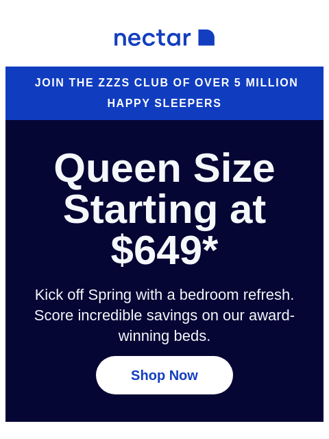 Plus all mattress purchases include our 365-night risk-free sleep trial. Discover restful sleep in the comfort of your home (free shipping included)+ Nectar Join the ZZZs club of over 5 million happy