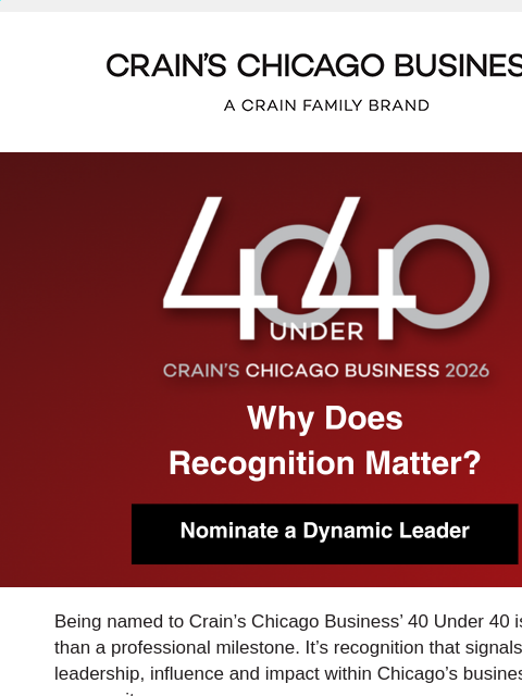 crainalerts newsletter: What 40 Under 40 Recognition Can Do