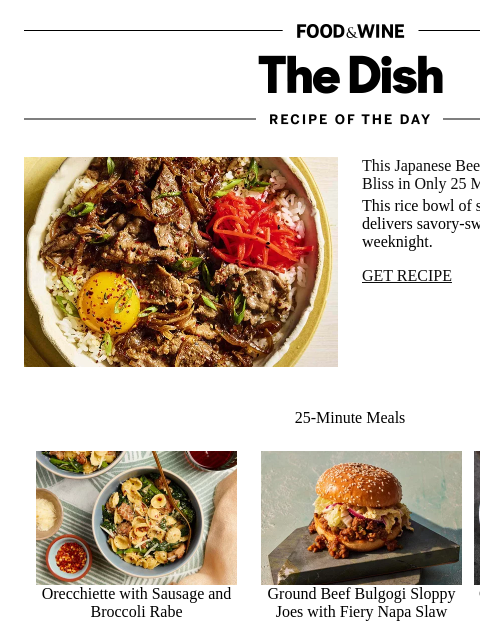 foodandwine newsletter: Japanese Beef and Rice Bowl