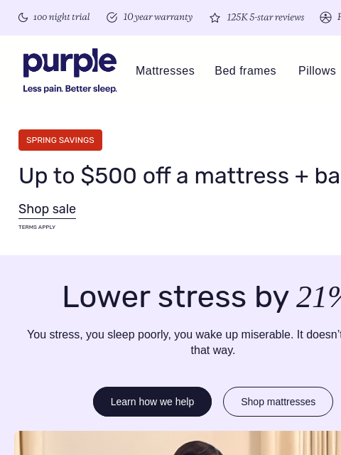 purple newsletter: This mattress helps lower stress