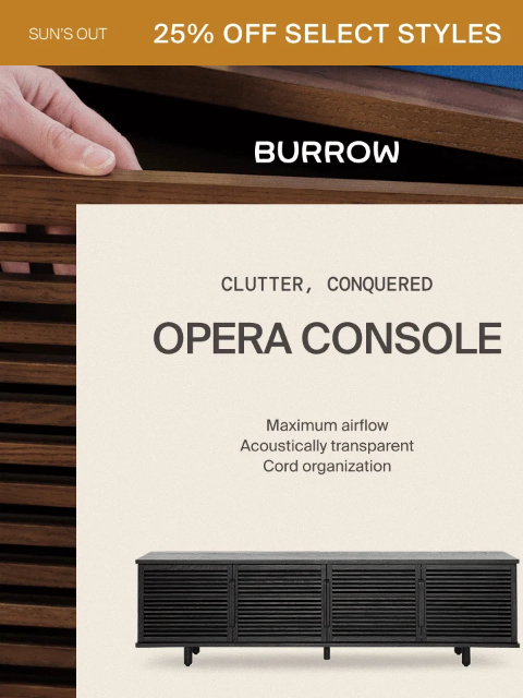 burrow newsletter: Store more with the Opera console
