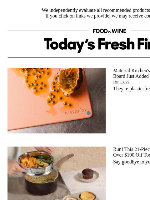 foodandwine newsletter: Run! This 21-Piece Nonstick Cookware Set Is Over $...