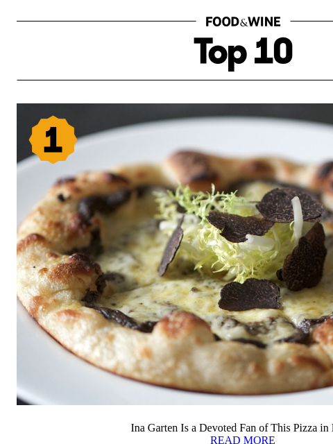 foodandwine newsletter: Ina Garten Is a Devoted Fan of This Pizza in NYC