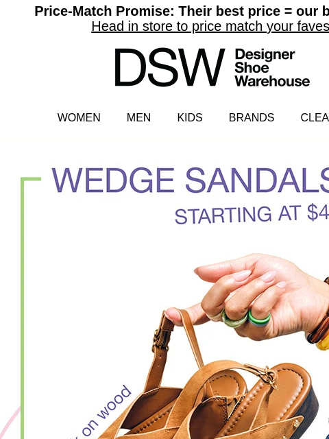 dsw newsletter: Helllloooo, wedges starting at $49.99 👀