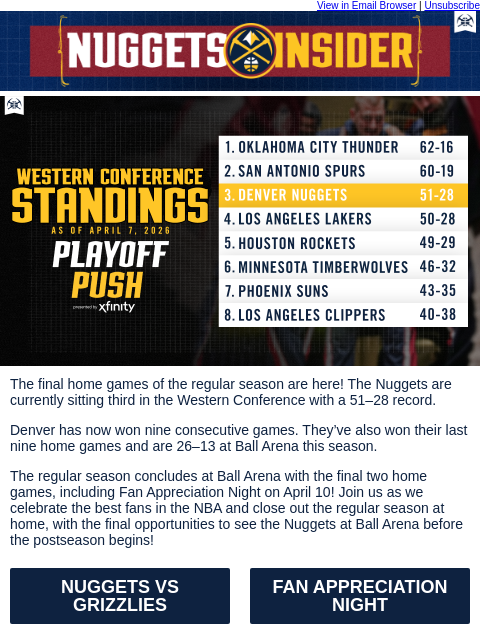 thedenvernuggets newsletter: Nuggets Clinch a Spot in the Playoffs