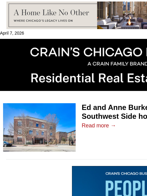 crainalerts newsletter: Burkes selling custom-built home on 51st Street