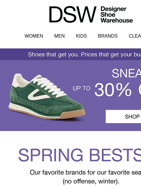 dsw newsletter: Up to 30% off sneakers 🎉