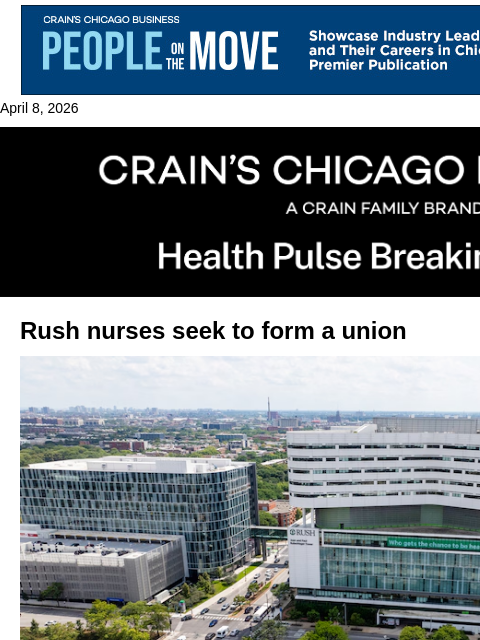crainalerts newsletter: Rush nurses file to form union