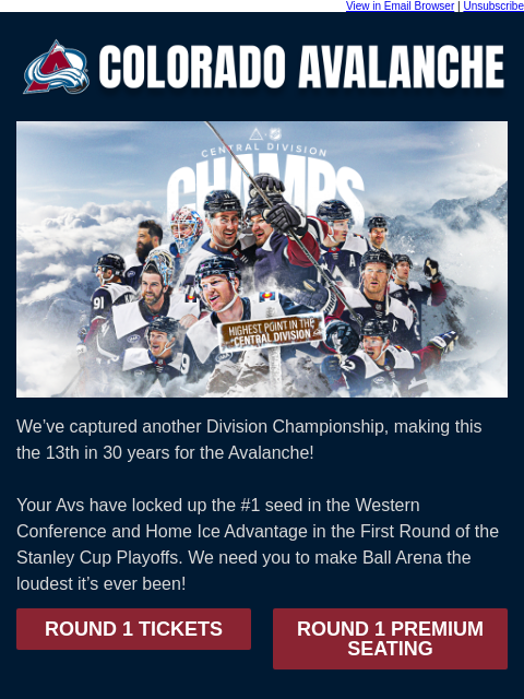 thecoloradoavalanche newsletter: 🚨Central Division Champions!