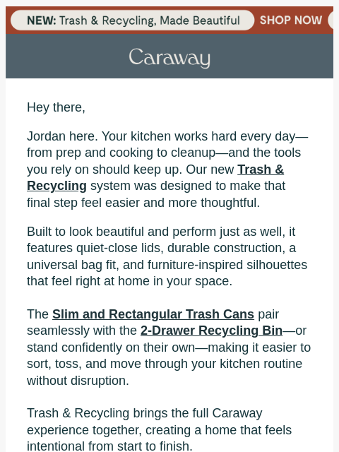 carawayhome newsletter: From Our CEO: Why Trash & Recycling