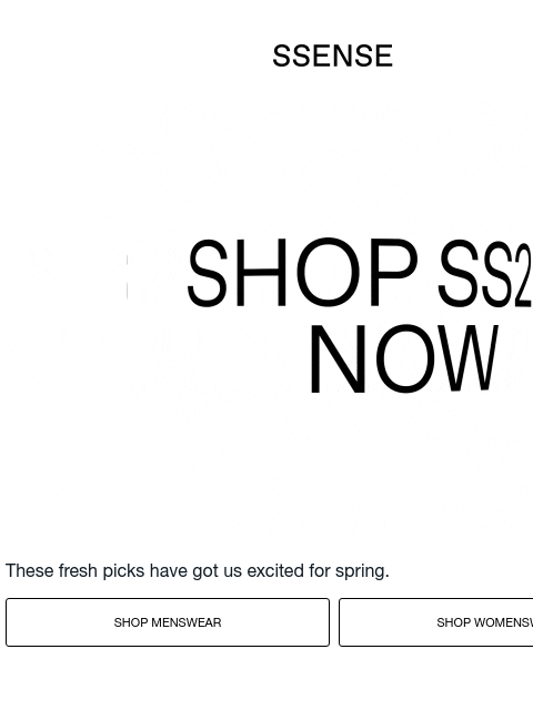 ssense newsletter: Fresh Arrivals, Just on Time