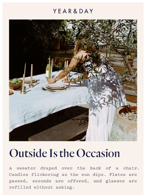 yearandday newsletter: Dinner, but take it outside