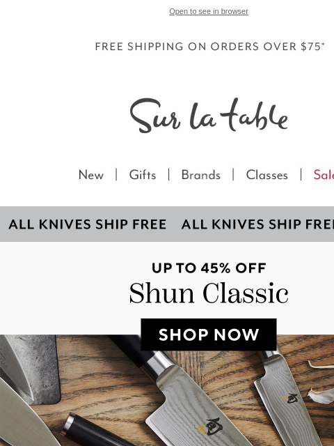 surlatable newsletter: Shun up to 45% off (yes, really)!