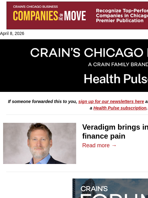 crainalerts newsletter: Veradigm's targets fixing finances for new CFO