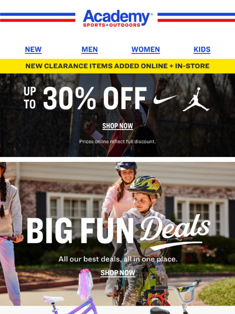 academy newsletter: Hot Deal! Kids' Blaze Bikes, Now $69.99