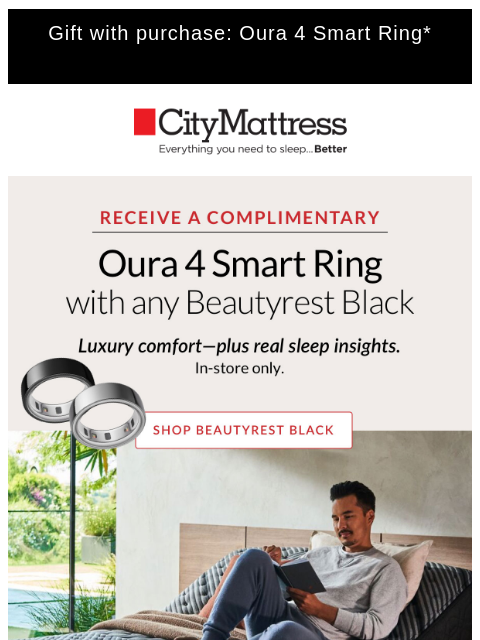 citymattress newsletter: Complimentary Oura Ring with Beautyrest Black