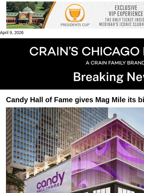 crainalerts newsletter: Mag Mile gets its biggest lease in a decade